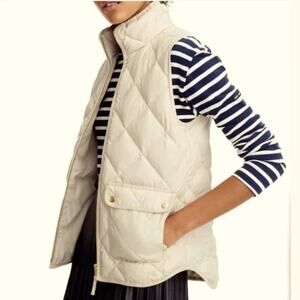 J. Crew White Quilted Sleeveless Puffer Vest Jacket Women's Size Small